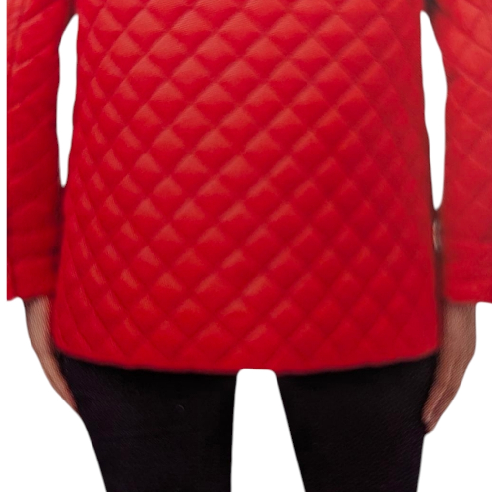 Anne Klein  | Women's Quilted Jacket Coat | Red | Medium - Picture 7 of 12